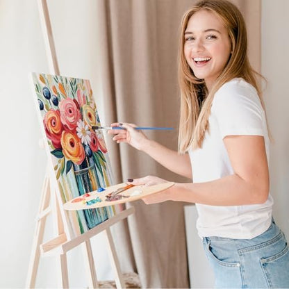 Bowetile 4 Pack Flowers Paint by Numbers for Adults Beginners Framed, Sunflower Adults' Paint-by-Number Kits, Easy Adult Paint by Number Kits on Canvas, Acrylic Number Painting for Home Decor, 8x12in - Image 5