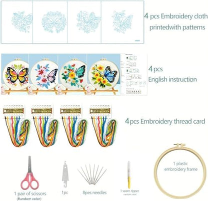 Zhenqing Butterfly Embroidery Kit 11.4x11.4 Inch - Complete Embroidery Set with Fabric, Threads, Needles & Hoop - Beginner-Friendly DIY Craft Kit for Adults (C0041) - Image 5