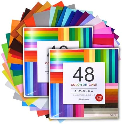 Japanese Origami Paper Includes Metallic Foil Type, 48 Colors (96 Sheets) by ZENGIFTENTERPRISE