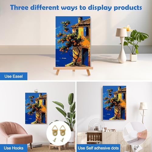 MOGTAA Landscape Paint by Numbers Kit for Adults Beginners Kids with Frame, Oranges Tree Adult Paint by Number Kits on Canvas with Easel, Easy DIY Oil Painting Kits for Home Decor, 8x12in - Image 3