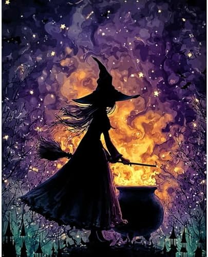 Aestalrcus Halloween Paint by Numbers Kit for Adults, Witch, 16x20inch by Aestalrcus