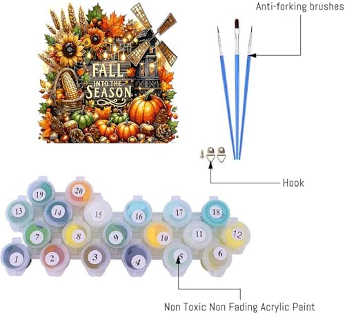AIBOERL Paint by Numbers Kit for Adults Beginner,Fall Pumpkin, 12X16In - Image 6