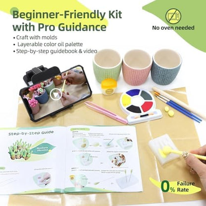 Microland Crafts for Teens Succulents Flower Making Kit, Teen Crafts Air Dry Clay Kit for Girls 14-16, Adults Art Therapy Project, DIY Creative Gifts for Women Teen Girls Artist Crafters Gifts for Mom - Image 3