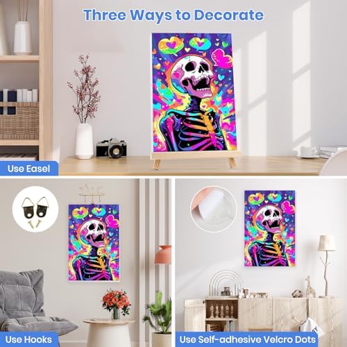 MXJSUA Rainbow Skeleton Framed Paint by Numbers Kit for Adults Beginner with Wooden Easel, Adults' Paint-by-Numbers on Canvas, Easy DIY Acrylic Number Painting for Home Decor Gifts, 8x12 inch - Image 2
