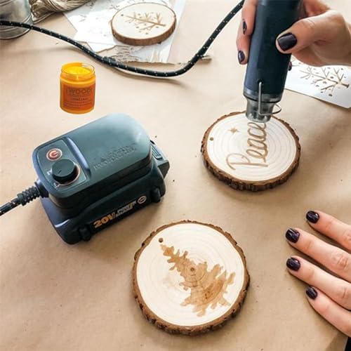Wood Burning Paste Pen Kit 8pcs, 4OZ Wood Burning Gel with Pen, 6pcs Squeegees, Heat Activate Paste for Craft Stencil, Etching Cream Wood Burning Design for Beginners DIY on Wood, Canvas, Denim - Image 5