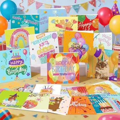 Saillong 24 Pack Happy Birthday Diamond Art Card with Envelopes - Image 6