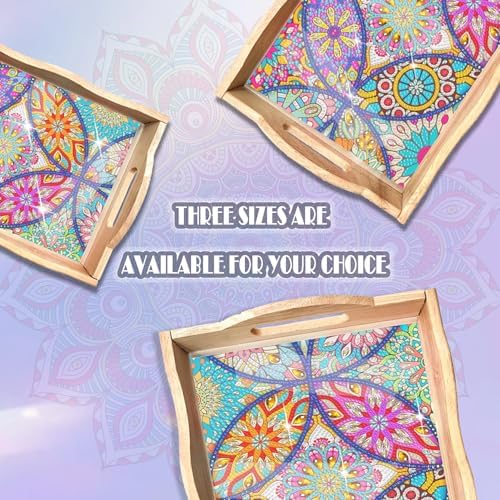 EWJRNSF Diamond Art Kits for Adults Wooden Serving Trays with Handles, 5D Diamond Painting Big Gem Arts and Craft Gifts Trays Decor Gift Home Decor 7.8x11.8 Inches Mandala A - Image 6