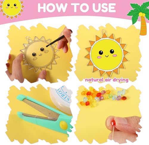 Dunzoom 30 Set Summer Window Art Suncatchers Kits Summer Beach Fruit DIY Suncatchers Craft Kits Make Your Own Paint Ornaments for Boys Girls Craft Painting Art Activity - Image 3