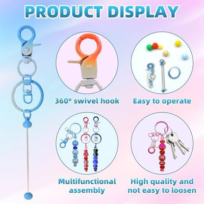 DNLEGULI 40 Pcs Beadable Keychains Bulk Kit – DIY Keychain Making Supplies with Metal Blanks for Crafts, Jewelry, Charms, Custom Projects – Blank Chain Bars for Beaded Keychain Design (Gradient) - Image 3