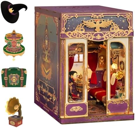 Tonecheer DIY Book Nook Kit for Adults, Miniature Infinity Train Cabin Magical Vintage Carriage Model, Wooden 3D Puzzle Dollhouse Booknook Decorative Bookend Gifts (Magical Journey) by Tonecheer