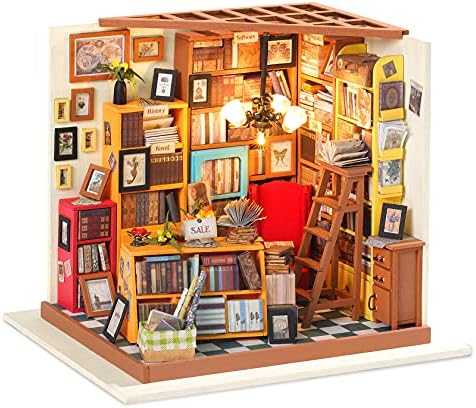 RoWood DIY Miniature Dollhouse Kit, 1:24 Scale Tiny House Building Kits - Sam's Study by RowoodAssembleArtDecorateLife