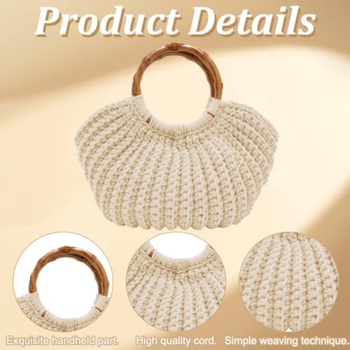 ACRNIGHEET Crochet Bag Kit for Adults Oat Colored Handbag Crochet Kit for Beginners Tote Bag Starters Set DIY Craft Making Kit with Step-by-Step Instructions and Video Guidance - Image 3