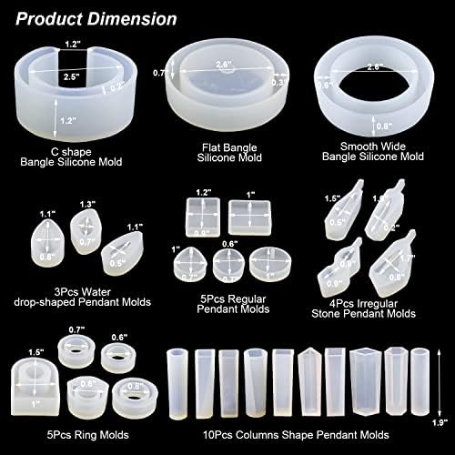 LET'S RESIN 30pcs Resin Jewelry Molds, Jewelry Molds for UV Resin, Resina Silicone Molds kit with Bracelet,Pendant,Ring for Epoxy Casting - Image 2