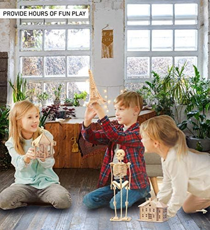 Puzzled 3D Puzzle Human Skeleton Wood Craft Construction Model Kit, Fun & Educational DIY Wooden Toy Assemble Model Unfinished Crafting Hobby Puzzle to Build & Paint for Decoration 50 Pieces Pack - Image 4