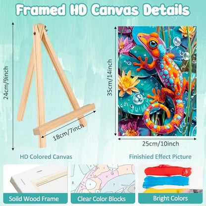 MAXBYE Chameleon Framed Paint by Numbers Kits for Adults with Wooden Easel, Easy DIY Adult Paint by Number Kits on Canvas, Paintings Kit for Beginners Gift Home Wall Garden Decor 10×14 Inch - Image 3