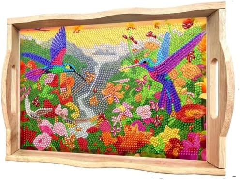 DOTSOPS 5D Diamond Art Kits for Adults Wooden Serving Tray with Handle by DOTSOPS