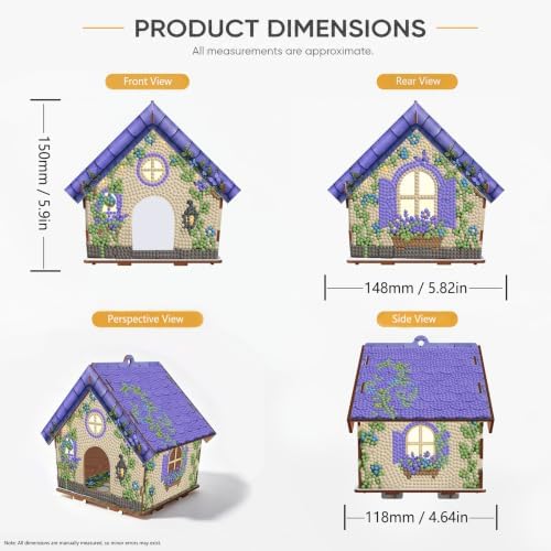 FRANDEK DIY Wooden House Diamond Art Painting Kit for Adults (Lavender) - Image 6