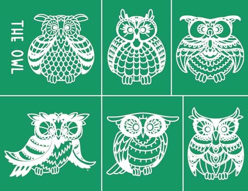 DGAGA The Owl Self-Adhesive Silk Screen Stencil Parrot Mesh Transfers Various Birds Pattern for Festival Stencils Screen Printing Stencils for Painting on Wood, Home Decor,Bag, T-Shirts 8.5x11 in by DGAGA