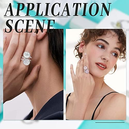 SUNNYCLUE 24Pcs DIY 8 Sets Ring Bezels Stainless Steel Ring Blanks Round Glass Cabochon Spiral Blank Bezel Rings Base Double Trays Pad Rings Settings Ring Set for Jewelry Making Kit Women DIY Craft - Image 6