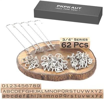 62Pcs 3/4" Custom Branding Iron for Wood, Leather Branding Stamp by PKPKAUT
