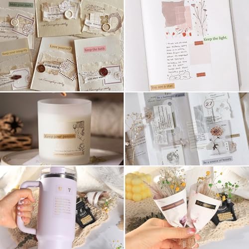48 Sheets Quote Words and Sayings with Bible Verses Journaling Stickers Books for Junk Journal Supplies, 1692Pcs Gold Foil Transparent PET Stickers for Scrapbooking, Bujo, Card Making - Image 4