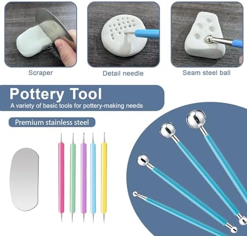 1DFAUL 29Pcs Sculpting Tools Kit with Air Dry Clay Glaze & Varnish (Gloss) - Image 2