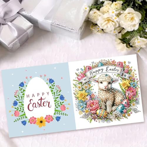 DIY Diamond Greeting Cards Set, 5D DIY Diamond Art Painting Festival Style Greeting Card, DIY Christmas Card Making Kits for Family Friends Handmade Gift-#21-Wreath - Image 3