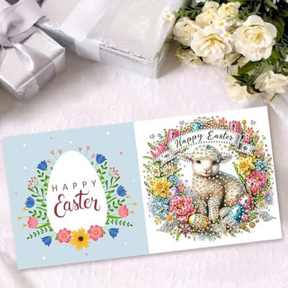 DIY Diamond Greeting Cards Set, 5D DIY Diamond Art Painting Festival Style Greeting Card, DIY Christmas Card Making Kits for Family Friends Handmade Gift-#21-Wreath - Image 3