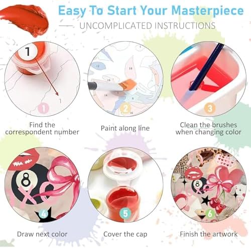 WUDWL Pink Bow Paint by Numbers Kit for Adults, Color By Numbers for Adults - Image 6