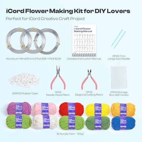 Caydo iCord Flower Starter Kit, 20 Flowers & 4 Leaves Pattern for Beginners - Image 5