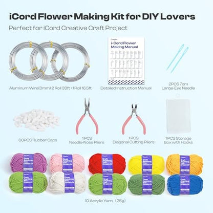 Caydo iCord Flower Starter Kit, 20 Flowers & 4 Leaves Pattern for Beginners - Image 5