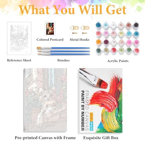 Okarina Framed Paint by Numbers Kit for Adults, Ginger Cat Decor 8x12 Inch - Image 5