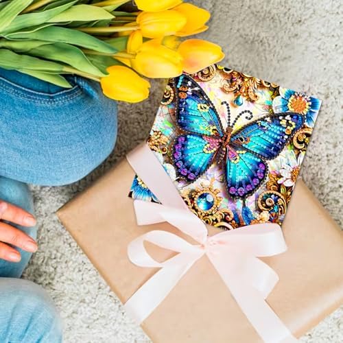 12 Pack Flower Butterfly Diamond Painting Greeting Card Kits DIY 5D Diamond Art with Envelopes & Rhinestones,Christmas Creative Birthday Gifts for Adults - Image 4