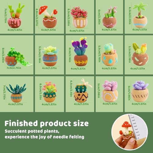 Yizzvb Needle Felting Kit, 15 Pcs Succulent Wool Needle Felt Beginner Kits - Image 2