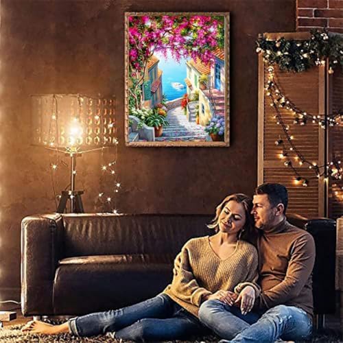 VIGEGU Paint by Numbers Kit for Adults with Framed,Seaside City Landscape Paint by Number DIY Adult Paint by Number Kits Acrylic Oil Painting for Wall Decor 10x12in - Image 4
