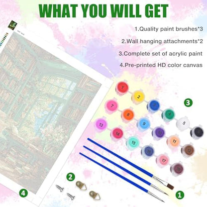 Lxmsja Books Room Paint by Numbers Kit for Adults, Tree Window Acrylic Paint by Numbers for Adults Beginner, DIY Craft Supplies Oil Painting Kits for Home Wall Decor 16x20 inch (No Frame) - Image 5