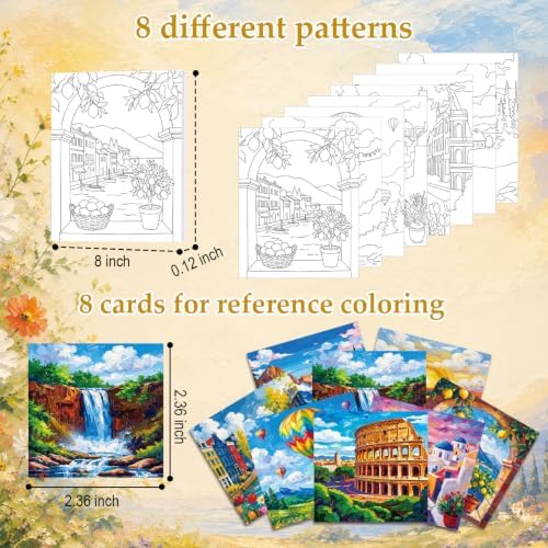 Cholemy 36 Pcs Paint and Sip Kit Gift for Adults 8''x10'',Natural Scenery - Image 3