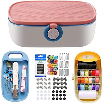 FKOG Sewing Project Kit, 135 Pcs Family Sewing Supplies Repair Kit Traveler Sewing Kit Sewing Thread Accessories DIY Sewing Supplies Organizer (Green) (Pink) by FKOG