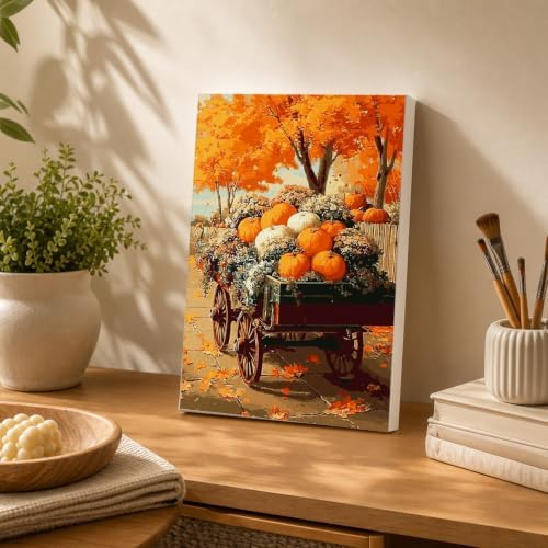 Spandrel Pumpkin Framed Paint by Numbers Kit for Adult, Halloween Adult Paint by Number Kits on Canvas, DIY Acrylic Oil Easy Autumn Painting by Numbers Fall for Home Wall Decor, 8x12in - Image 4