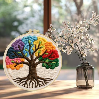 ZuoAnLF Punch Needle Kit for Beginners & Adults, DIY Easy Landscape Embroidery Set for Starter Art Craft, Punch Needle Project with Patterns, Tools, Yarns, Hoop, Instructions - Image 6