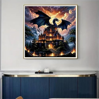 Dragon Stamped Cross Stitch Kits for Beginners Adults, Castle Dimensions Needlepoint Art Crafts,Counted Cross Stitch Kits Embroidery Kits for Beginners Adults for Home Decor 13.8X13.8inch - Image 5