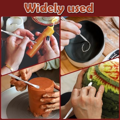 Piriuuo Wax Carving Tools Set, Stainless Steel Clay Sculpting Tools Double-Ended Pottery Carving Tools Wax Modeling Tools Dental Carvers Tools Wax Accessories Modeling Sculpting and Shaping(5 Style) - Image 6
