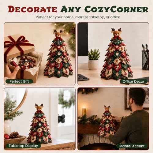 Daily Partner DIY Quilted Fabric Christmas Tree Kit, Arts and Crafts for Adults, (Reindeer) - Image 7