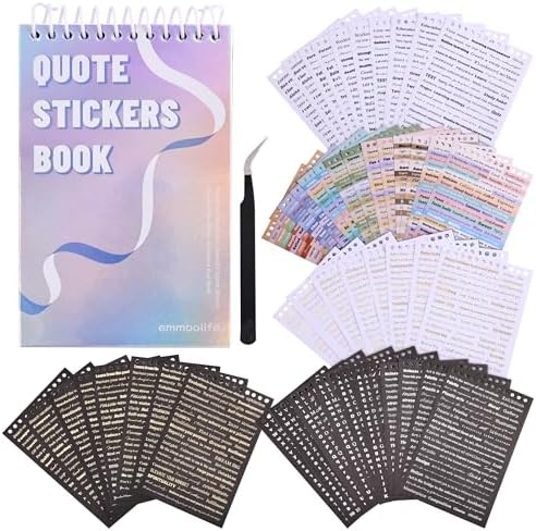 3000+ Pcs Word Stickers for Journaling, 50 Sheets Gold Foil Art Scrapbook Quote Stickers for Junk Journal, Scrapbooking Supplies Small Talk DIY Decorative Gift for Women Teen Girls by emmoolife