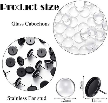 Hicarer 200 Pcs Sublimation Earrings Blanks Stud Earring Kit, Black - Image 2