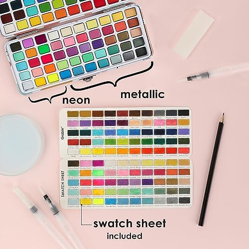 Grabie Watercolor Paint Set of 100 Color with Brush Pens - Image 5