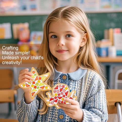 Kids Mosaic Coaster Kit – 4-Pack, Non-Toxic Crafts Ages 6-12 - Image 4