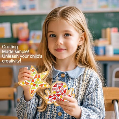 Kids Mosaic Coaster Kit – 4-Pack, Non-Toxic Crafts Ages 6-12 - Image 4