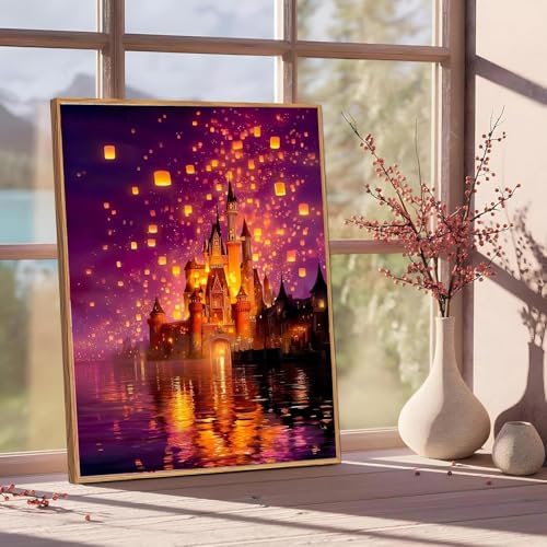 Magical Castle Paint by Numbers Kit for Adults Framed Canvas Frameworkless - Image 2