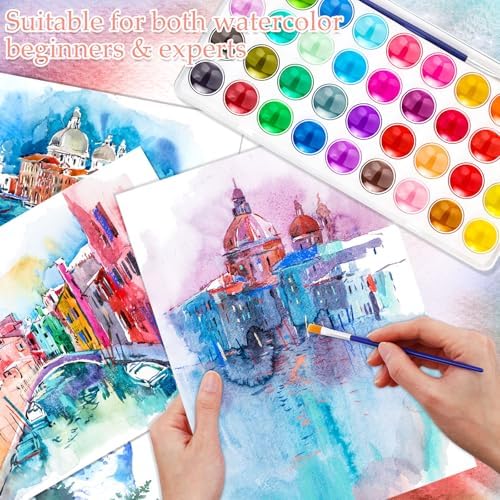 Nuanchu Gifts Bulk Watercolor Paint Washable Watercolor Paint Kits Palette and Brushes Portable Water Color Supplies for Adults, Beginners Artists Graduation Gift(20 Pack,36 Colors) - Image 3